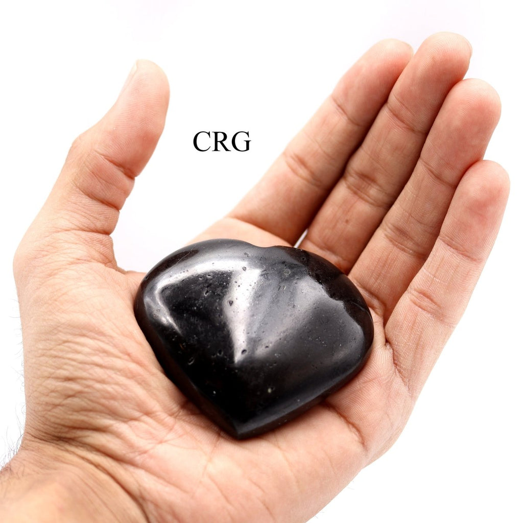 QTY 1 - Black Tourmaline Puffy Heart / 2-4" AVG
