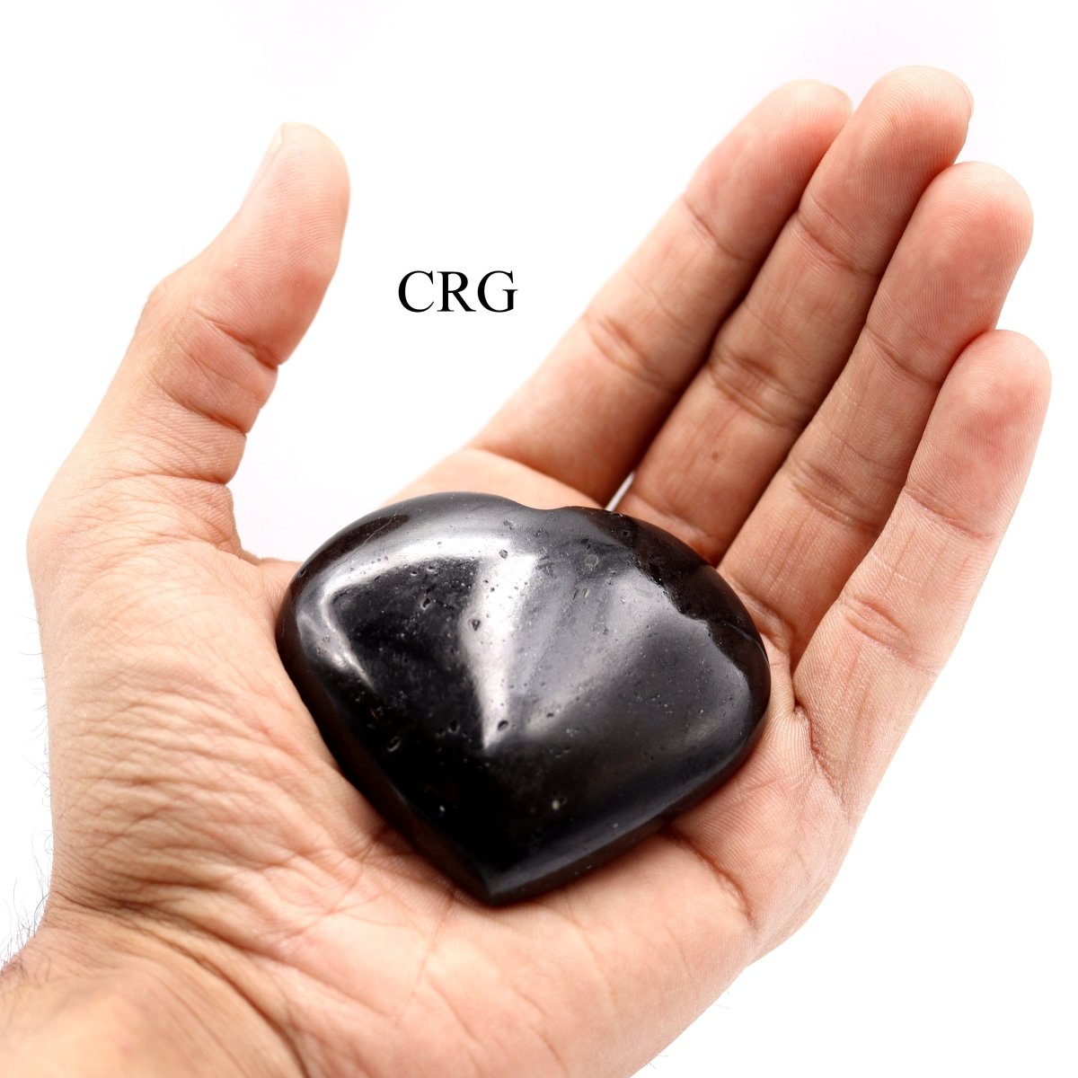QTY 1 - Black Tourmaline Puffy Heart / 2-4" AVG