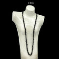 QTY 1 - Black Tourmaline Strand Chip Necklace / 32" AVG