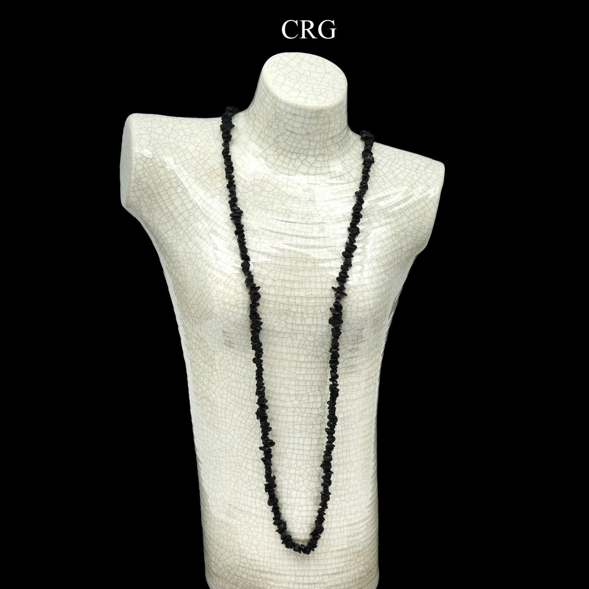 QTY 1 - Black Tourmaline Strand Chip Necklace / 32" AVG