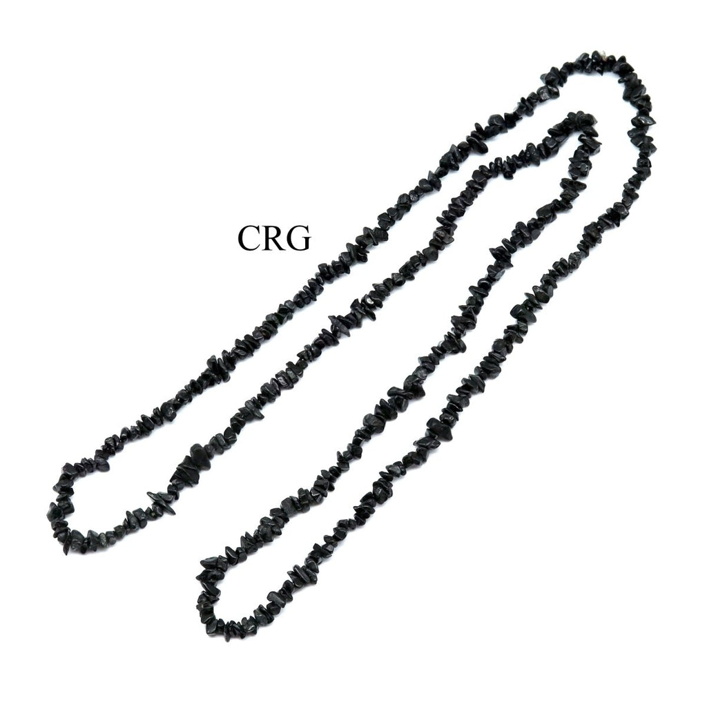 QTY 1 - Black Tourmaline Strand Chip Necklace / 32" AVG
