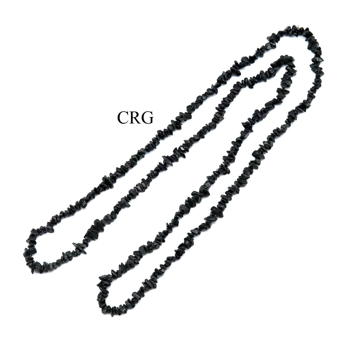 QTY 1 - Black Tourmaline Strand Chip Necklace / 32" AVG
