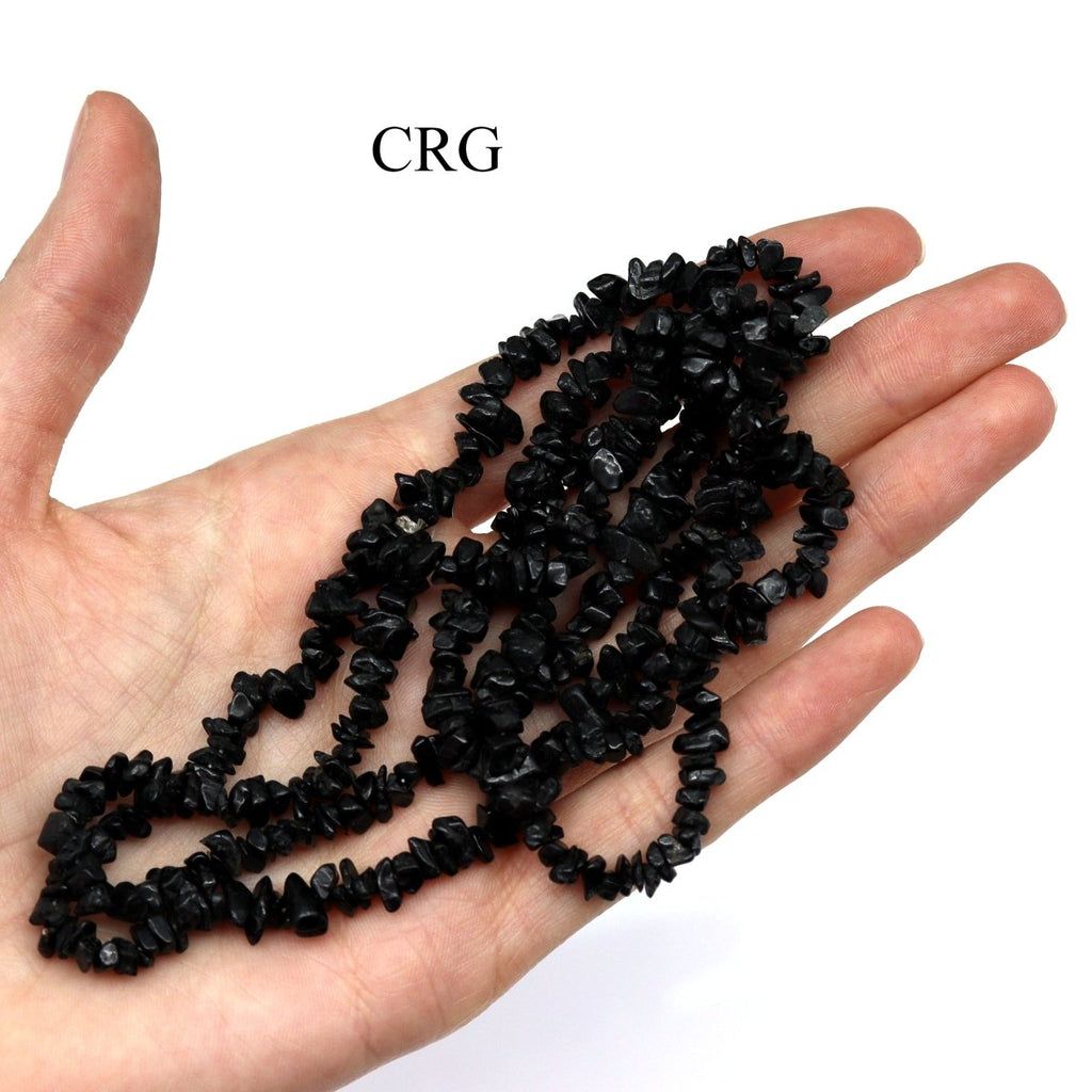 QTY 1 - Black Tourmaline Strand Chip Necklace / 32" AVG