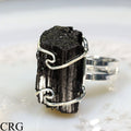 QTY 1 - Black Tourmaline Wire Wrapped Adjustable Ring
