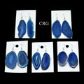 Blue Agate Earrings Silver Plated Wire (1 Pair) Wholesale Crystal Gemstone Jewelry