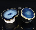 QTY 1 - Blue Freeform Agate Phone Grip w/ Gold Plating