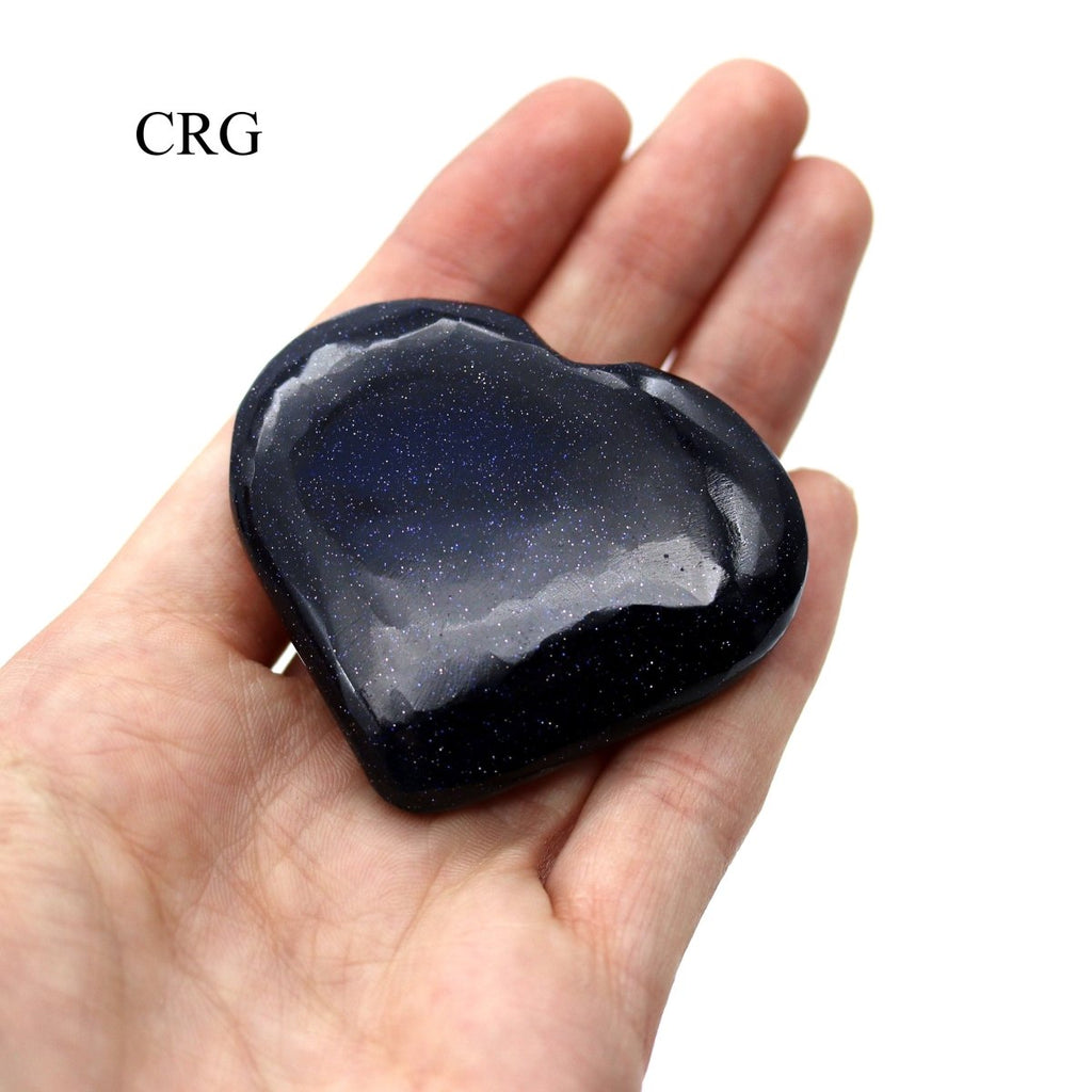 QTY 1 - Blue Goldstone Puffy Heart / 2-3" AVG