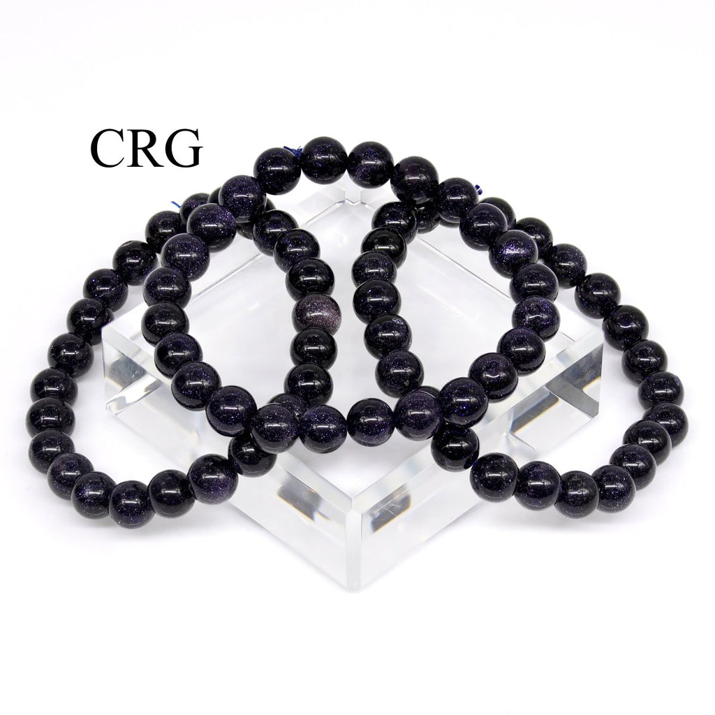 QTY 1 - Blue Goldstone Tumbled Bead Stretch Bracelet / 8mm AVG
