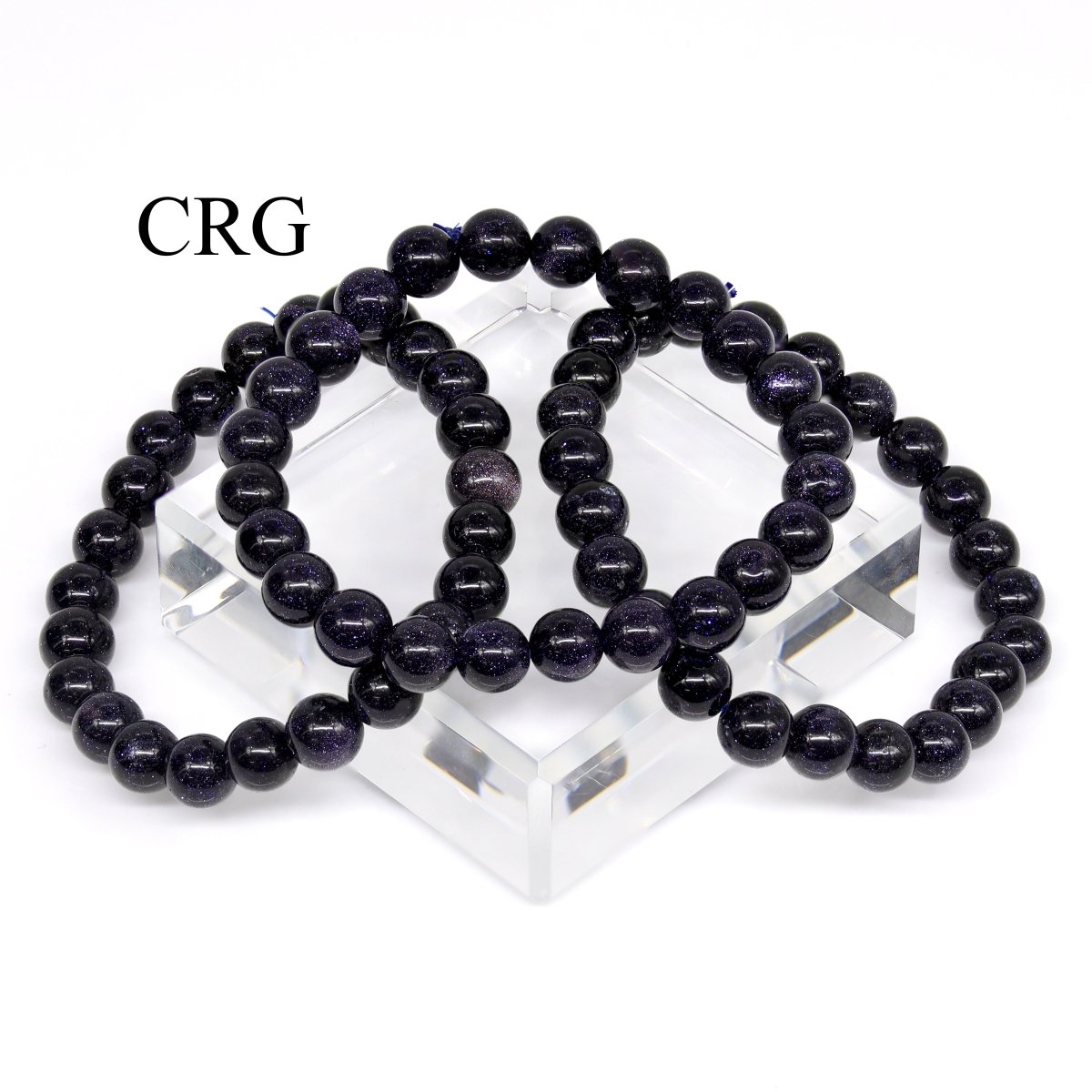 QTY 1 - Blue Goldstone Tumbled Bead Stretch Bracelet / 8mm AVG