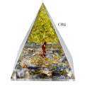 QTY 1 - Blue Kyanite Orgonite Pyramid with Peridot Tree