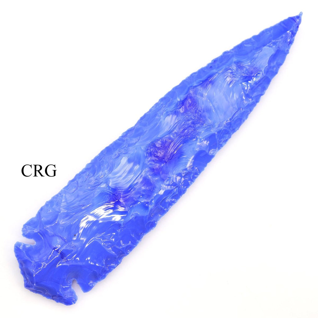 QTY 1 - Blue Obsidian-Like Crystal Arrowhead / 6" AVG