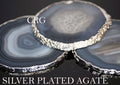 QTY 1 - Blue Silver Plated Agate Slice / #2 / 2.75-3"