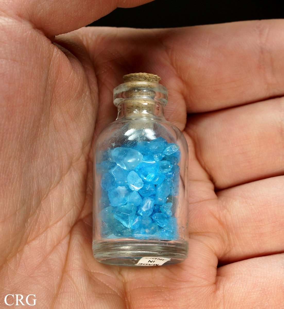 QTY 1 - Blue Topaz Chip Bottle / 1.5" Avg