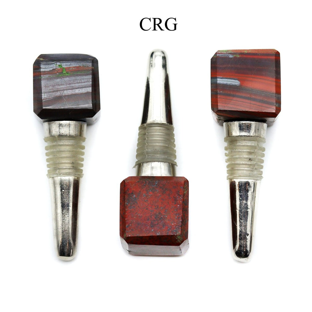QTY 1 - Brecciated Jasper Gemstone Cube Bottle Stopper / 1" AVG