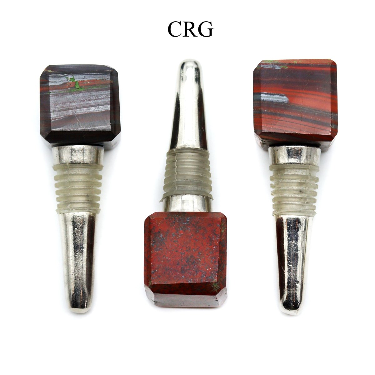 QTY 1 - Brecciated Jasper Gemstone Cube Bottle Stopper / 1" AVG