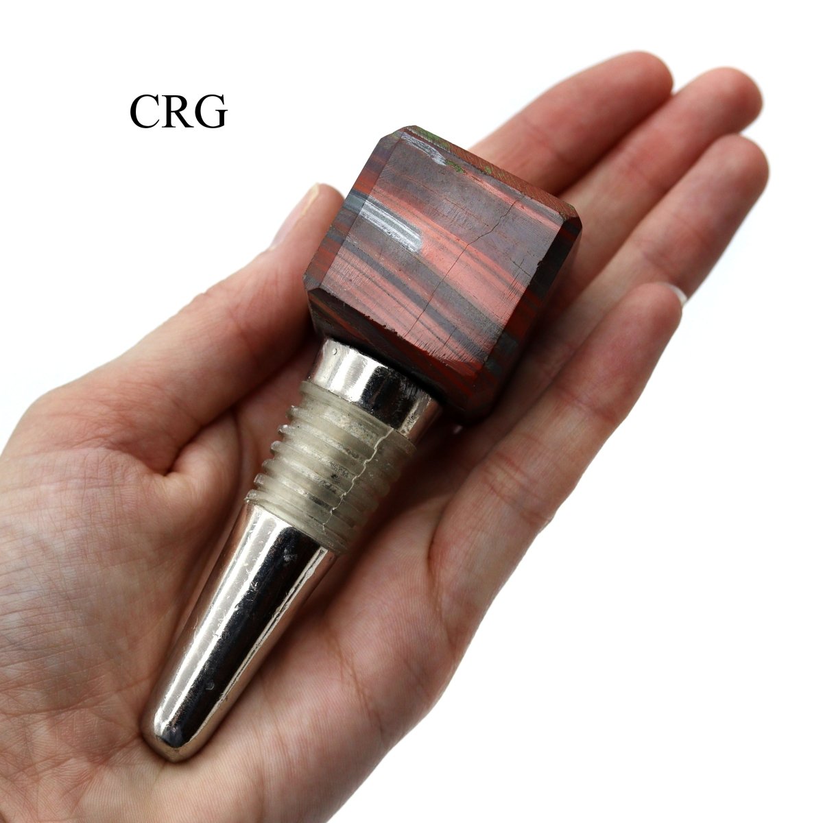 QTY 1 - Brecciated Jasper Gemstone Cube Bottle Stopper / 1" AVG