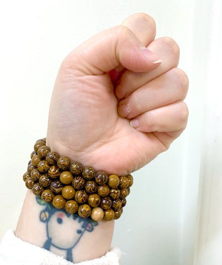 QTY 1 - Calligraphy Jasper Stretch Bracelet / 8mm AVG