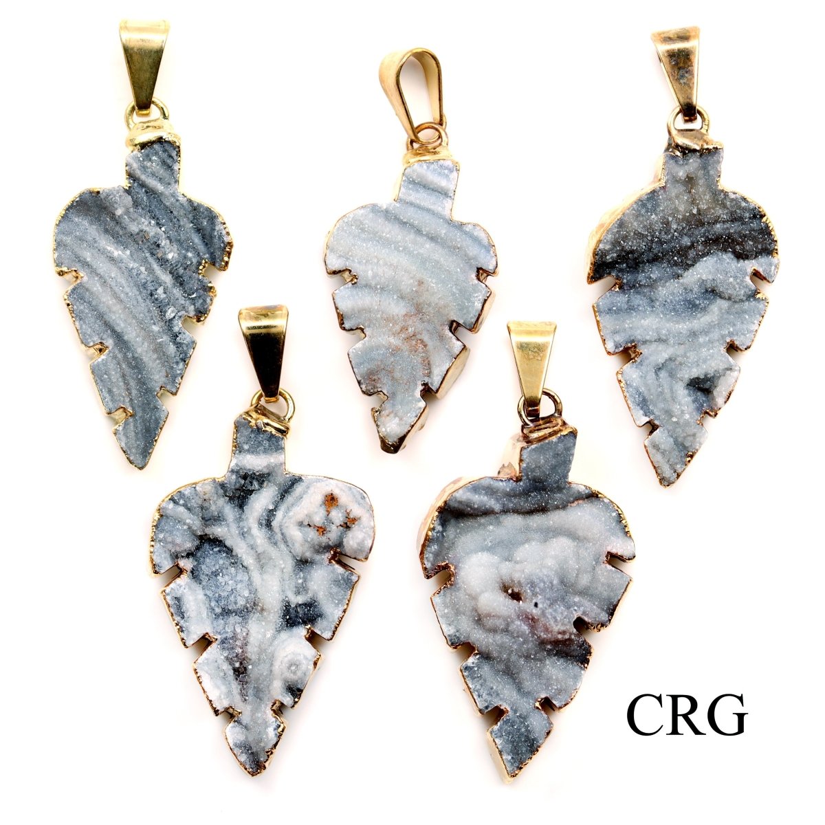 Agate Druzy Leaf Pendant with Gold Plating (1 Inch) (1 Piece)