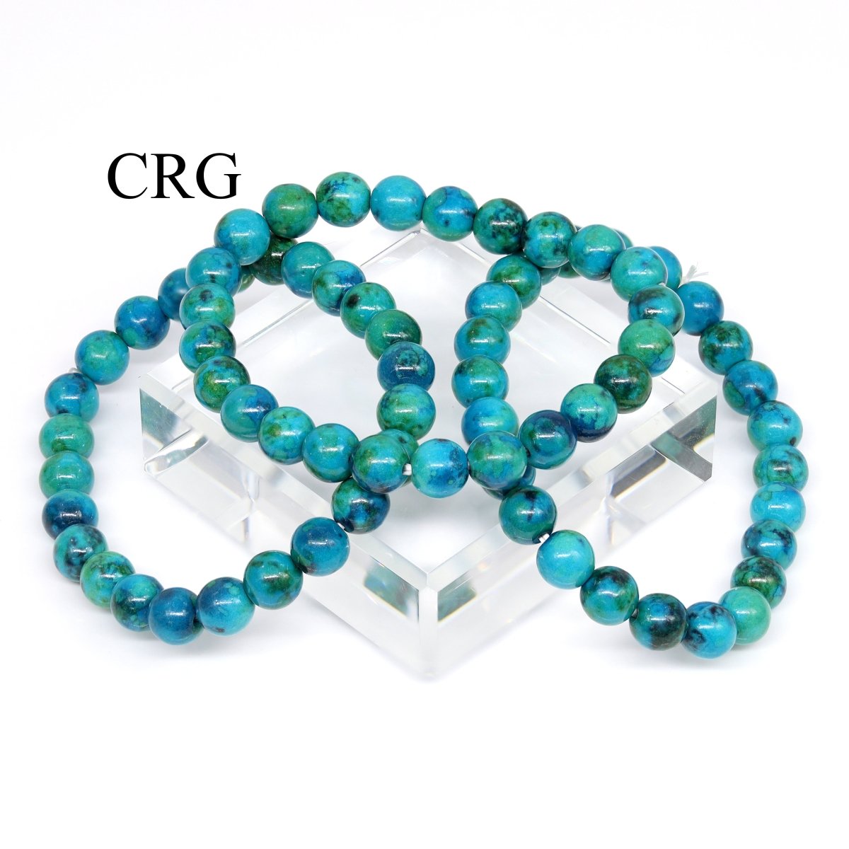 QTY 1 - Chrysocolla-Like Tumbled Bead Stretch Bracelet / 8mm AVG
