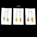 QTY 1 - Citrine Point Earrings with Gold Plated Tops / 1-2" AVG