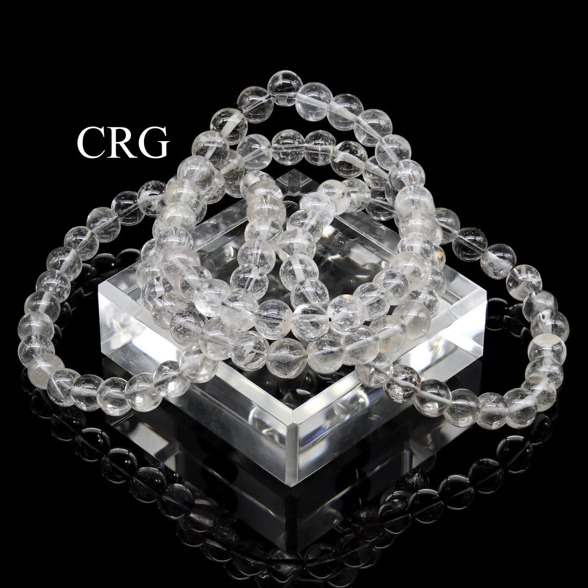 QTY 1 - Clear & Inclusion Quartz Tumbled Bead Stretch Bracelet / 8mm AVG