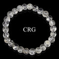QTY 1 - Clear & Inclusion Quartz Tumbled Bead Stretch Bracelet / 8mm AVG