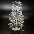 QTY 1 - Crystal Quartz 500 Gem Tree with Wood Base and Silver Wire / 12-13" AVG
