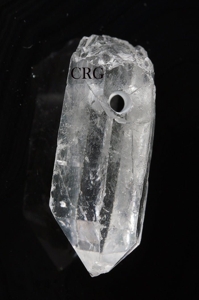 QTY 1 - Crystal Quartz Point with Drilled Hole / 1-1.25" AVG