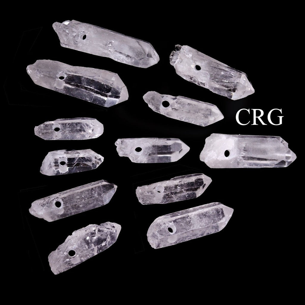 QTY 1 - Crystal Quartz Point with Drilled Hole / 1-1.25" AVG