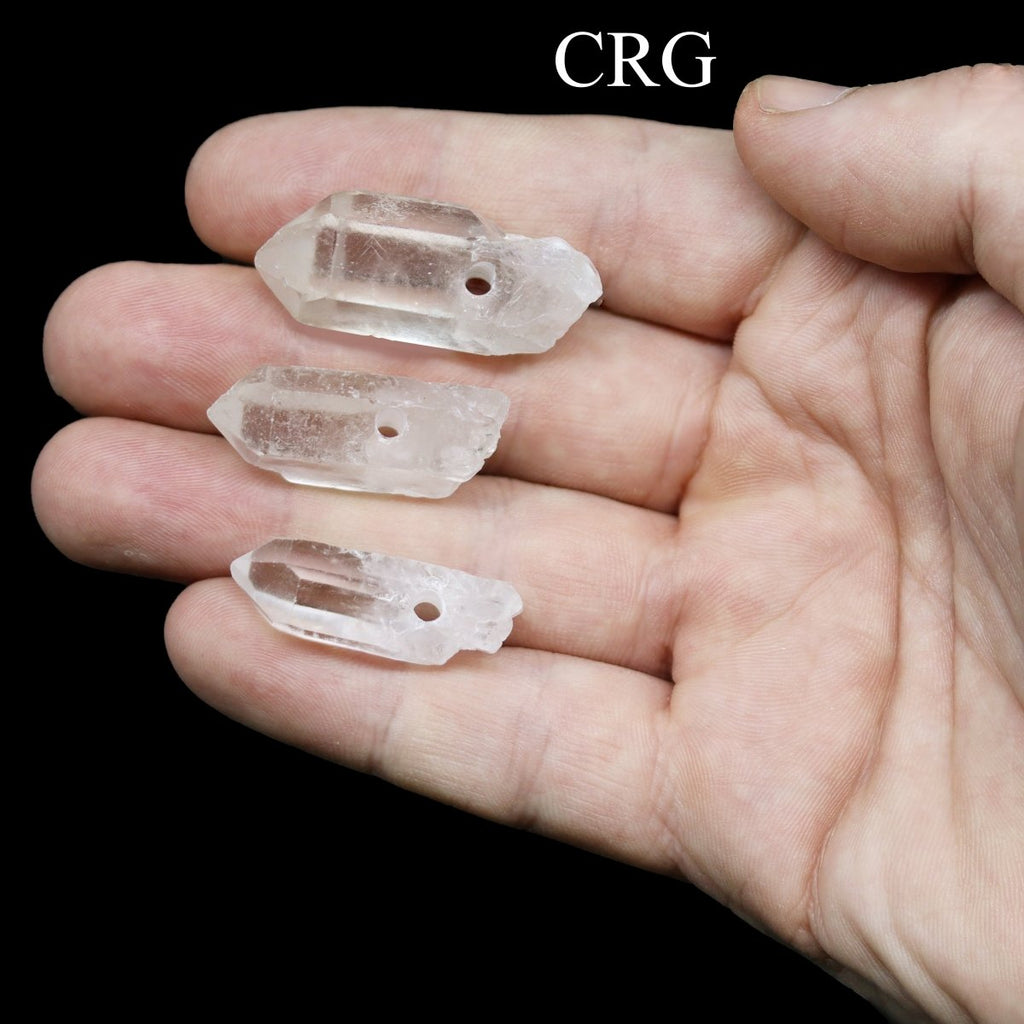 QTY 1 - Crystal Quartz Point with Drilled Hole / 1-1.25" AVG