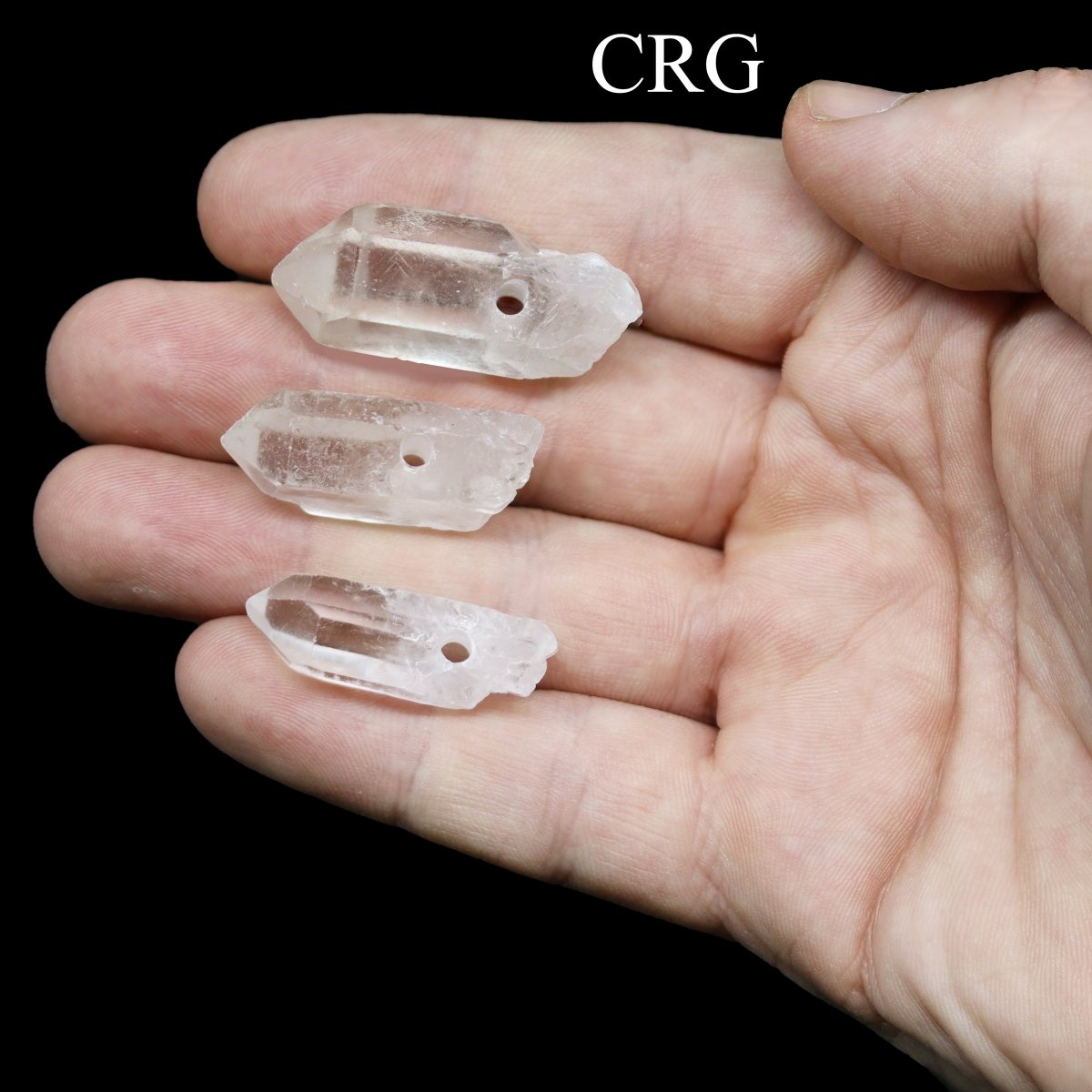 QTY 1 - Crystal Quartz Point with Drilled Hole / 1-1.25" AVG