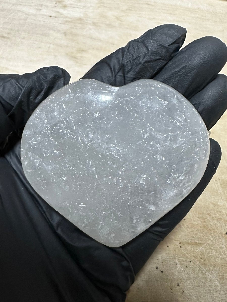 QTY 1 - Crystal Quartz Puffy Heart / 2-4" AVG