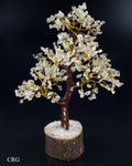 QTY 1 - Crystal Quartz Tree On Wood Base w/ Gold Wire