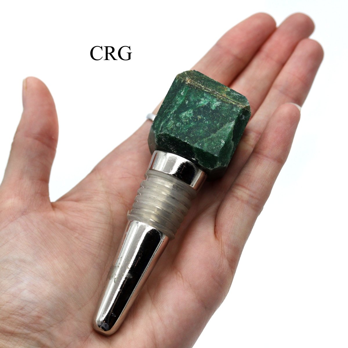 QTY 1 - Dark Green Aventurine Gemstone Cube Bottle Stopper / 1" AVG