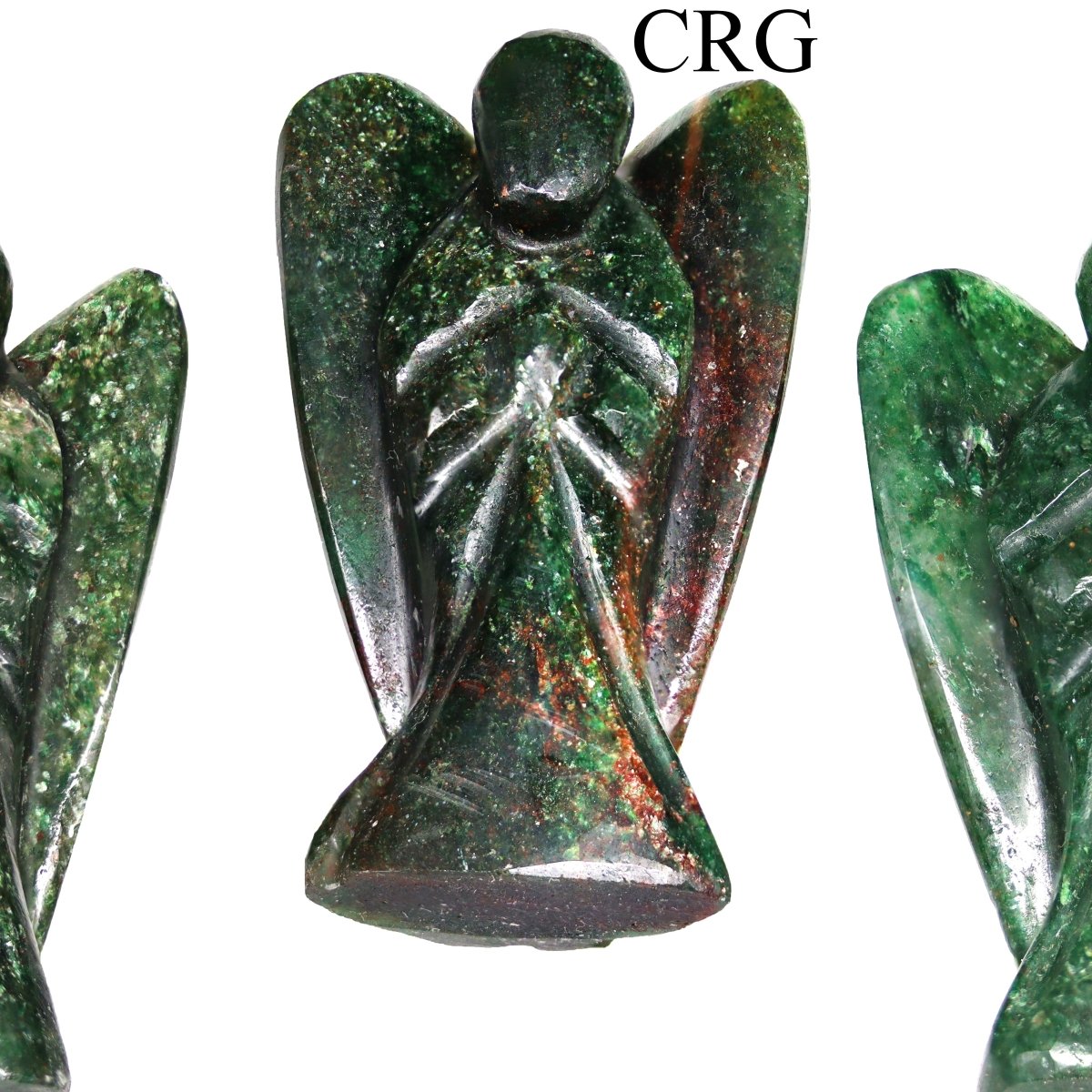 QTY 1 - Dark Green Aventurine Gemstone Pocket Angel / 2" AVG