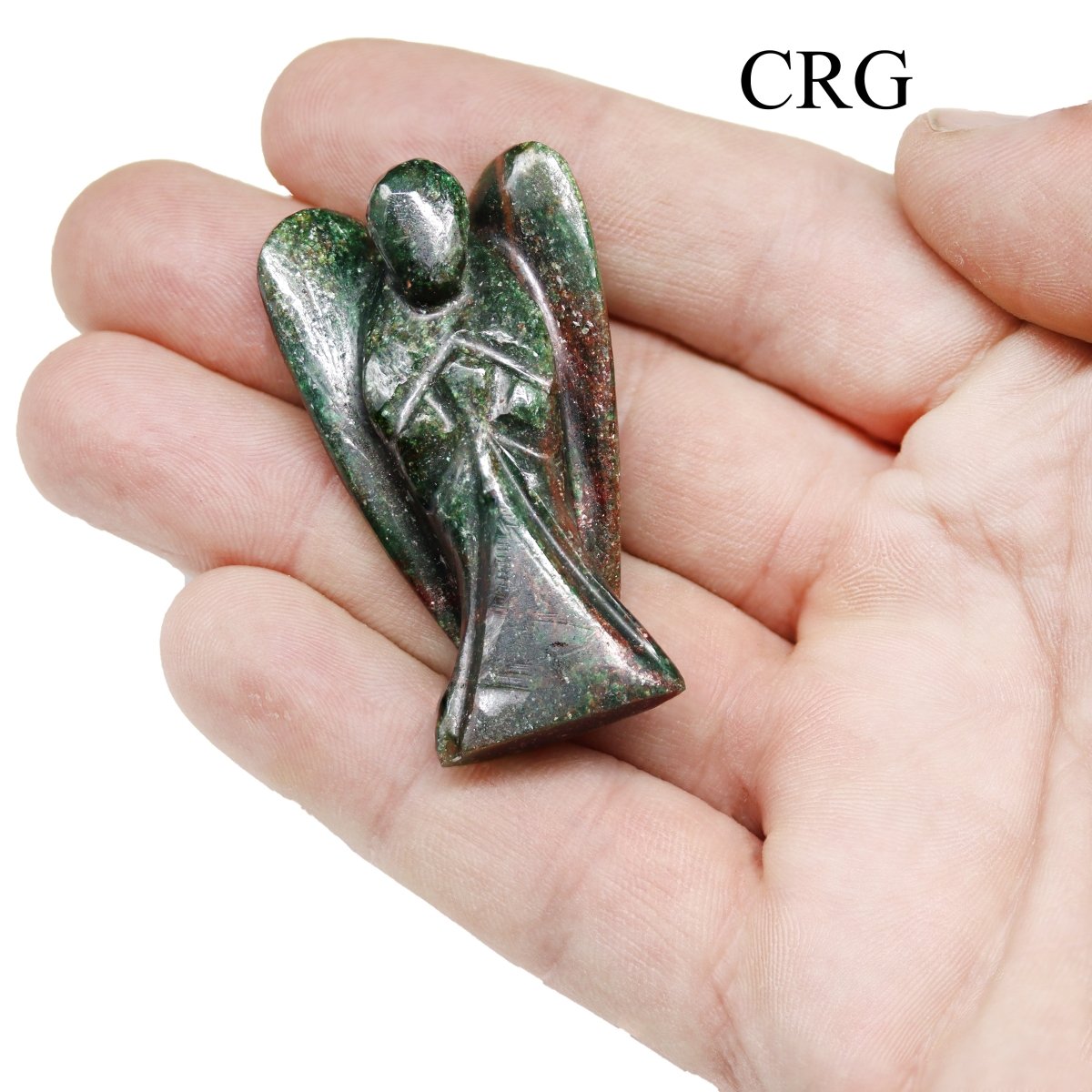 QTY 1 - Dark Green Aventurine Gemstone Pocket Angel / 2" AVG