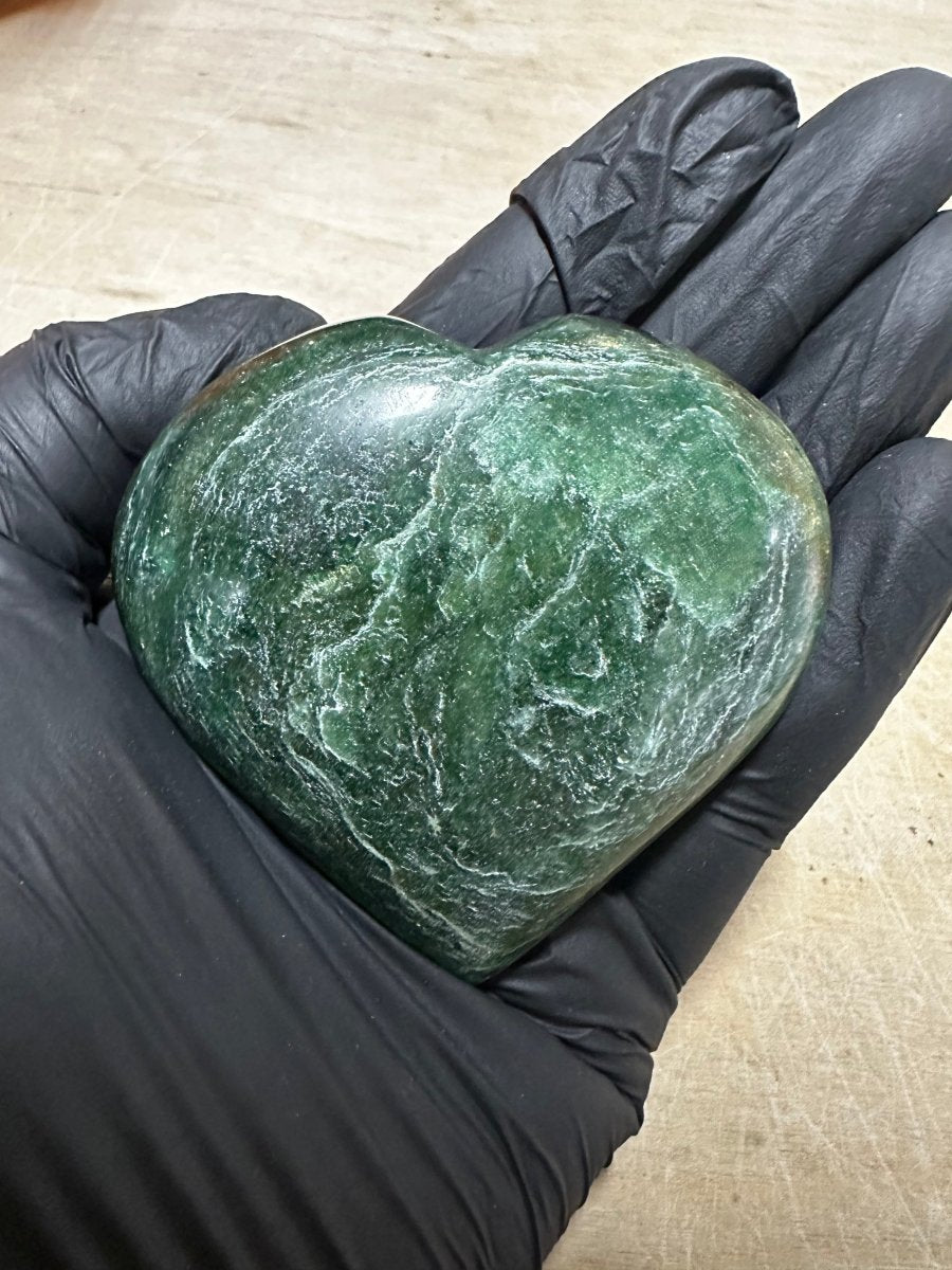 QTY 1 - Dark Green Aventurine Puffy Heart / 2-4" AVG