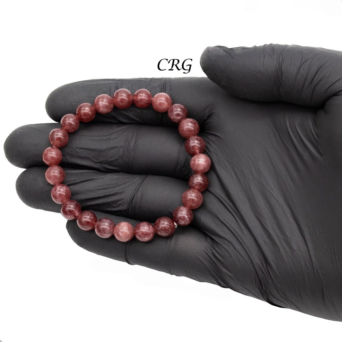 QTY 1 - Dark Strawberry Quartz Tumbled Bead Stretch Bracelet / 8mm AVG