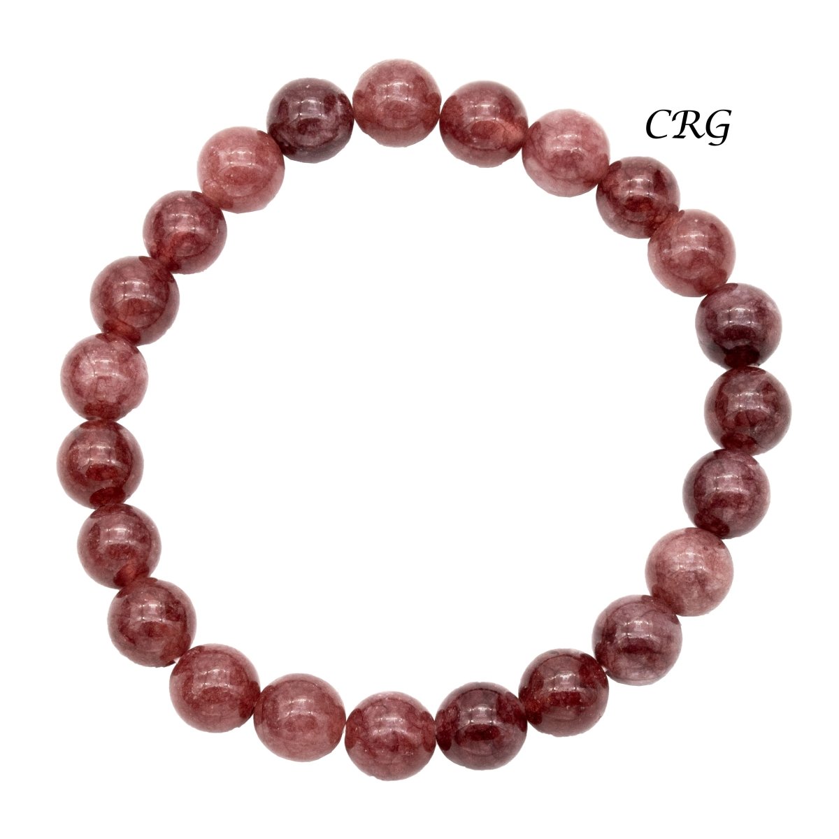 QTY 1 - Dark Strawberry Quartz Tumbled Bead Stretch Bracelet / 8mm AVG