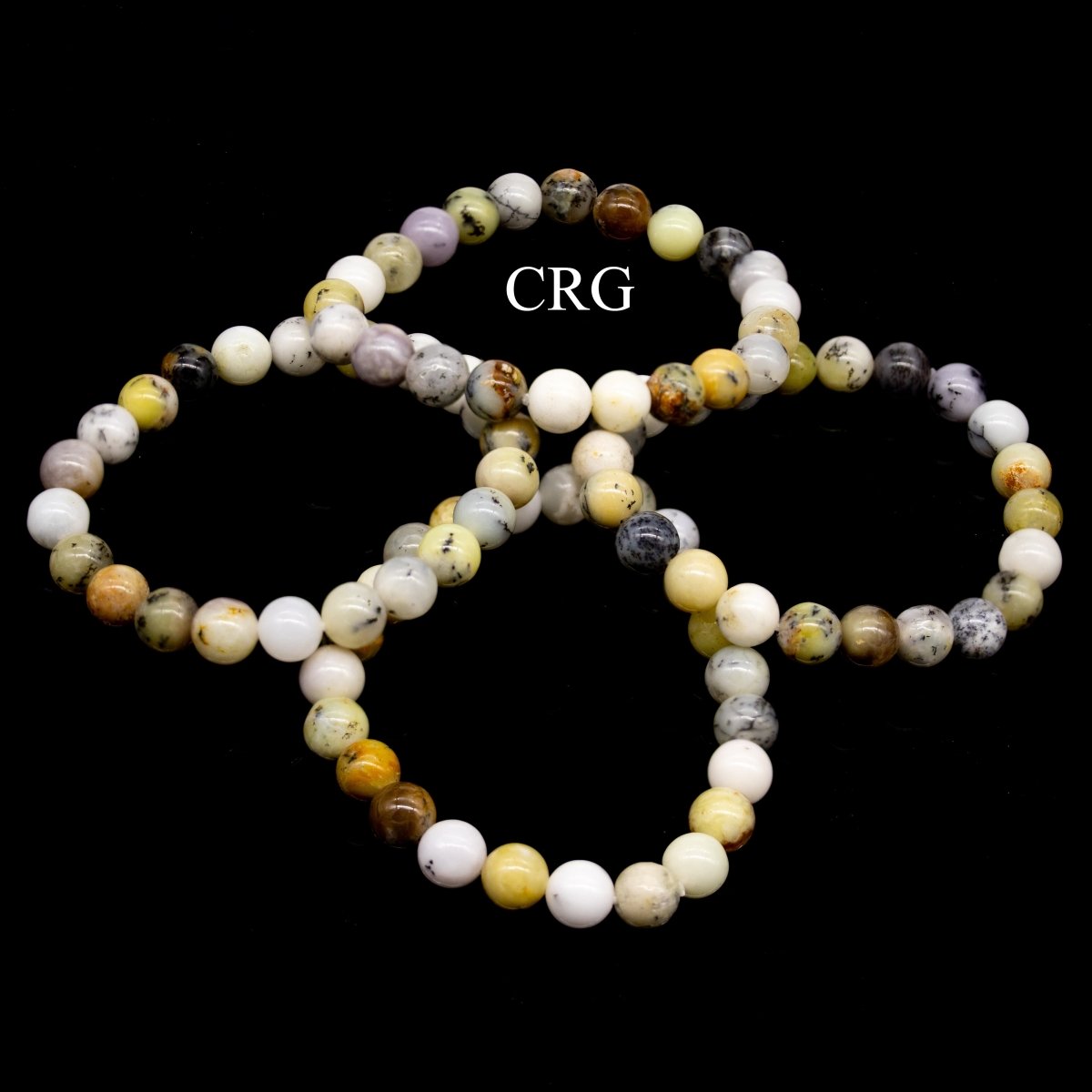 QTY 1 - Dendritic Agate Opal Stretch Bracelet / 8mm AVG