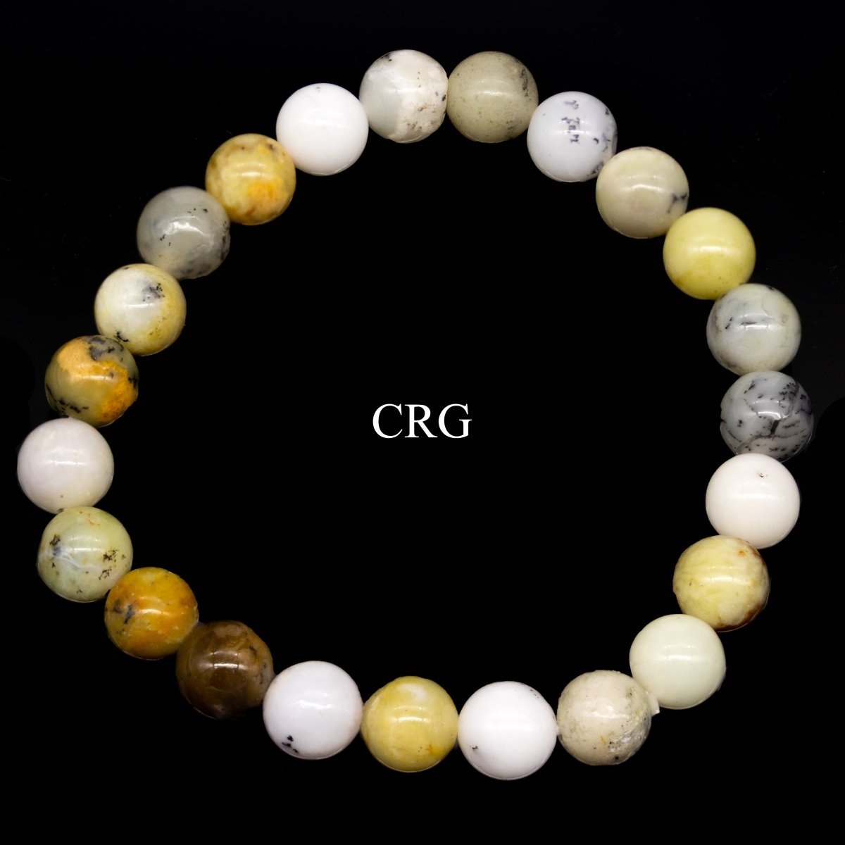 QTY 1 - Dendritic Agate Opal Stretch Bracelet / 8mm AVG