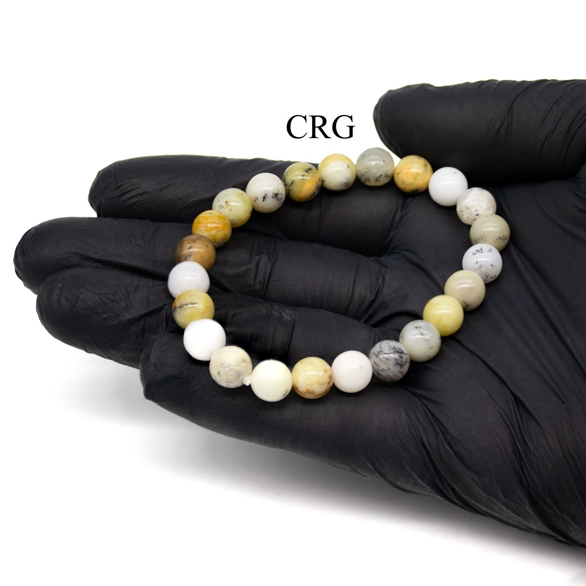 QTY 1 - Dendritic Agate Opal Stretch Bracelet / 8mm AVG