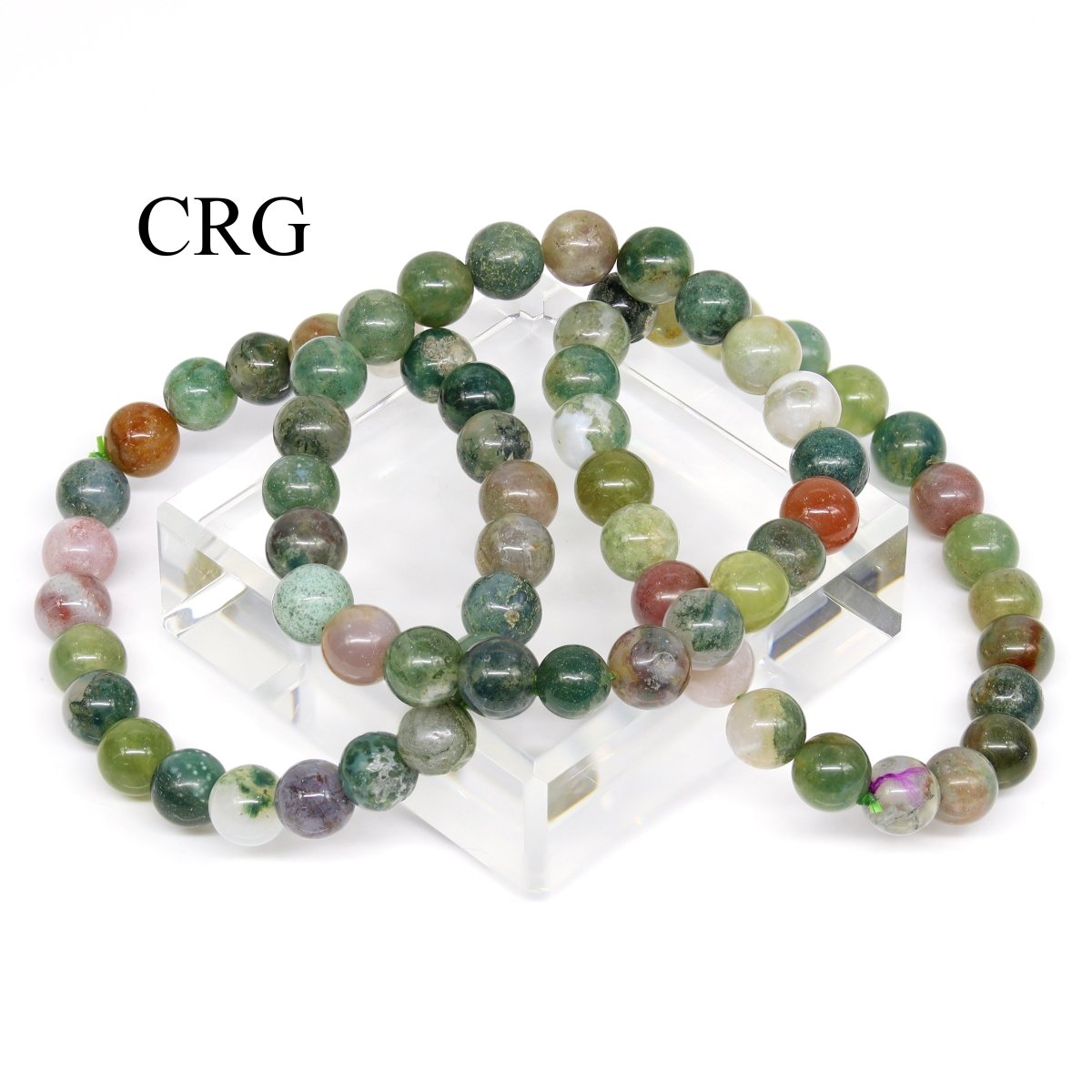 QTY 1 - Fancy Jasper Tumbled Bead Stretch Bracelet / 8mm AVG