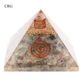 QTY 1 - Fluorite Chip Orgonite Pyramid with Copper / 3" AVG
