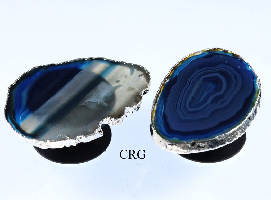 Qty 1 - Freeform Silver Plated BLUE Agate Phone Grip