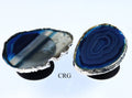 Qty 1 - Freeform Silver Plated BLUE Agate Phone Grip