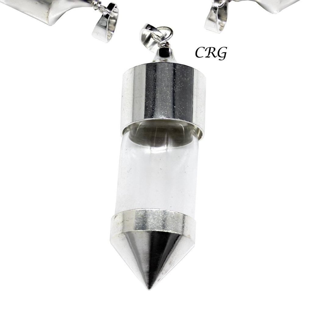 QTY 1  - Glass Bottle Pendant w/ Silver Ends