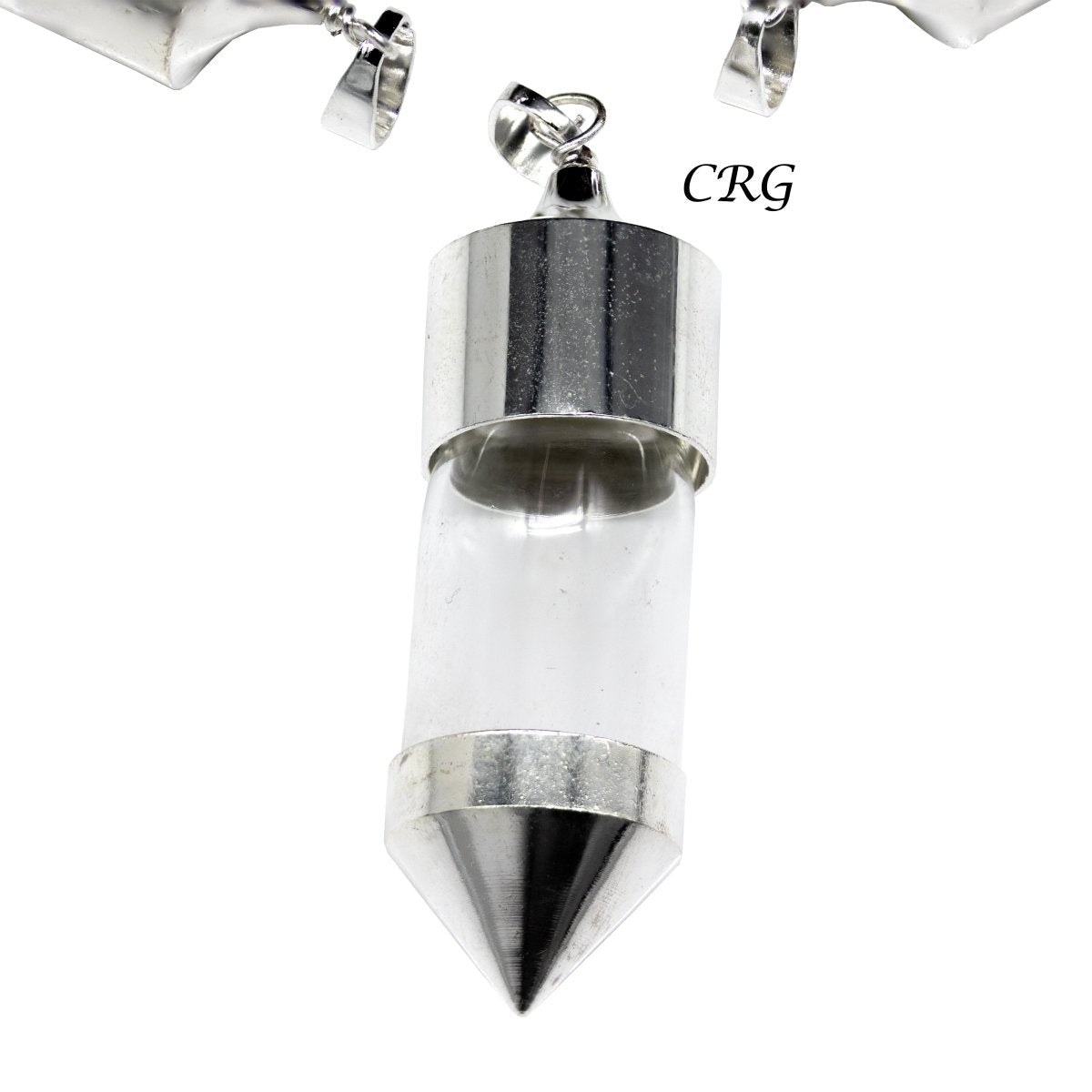 QTY 1  - Glass Bottle Pendant w/ Silver Ends