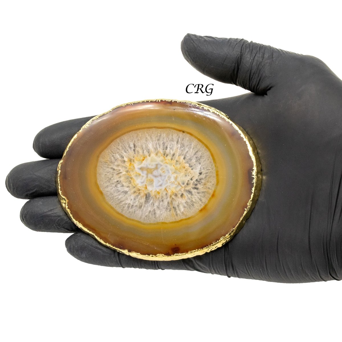 QTY 1 - Gold Plated NATURAL Agate Slice / #2 / 2.75-3"