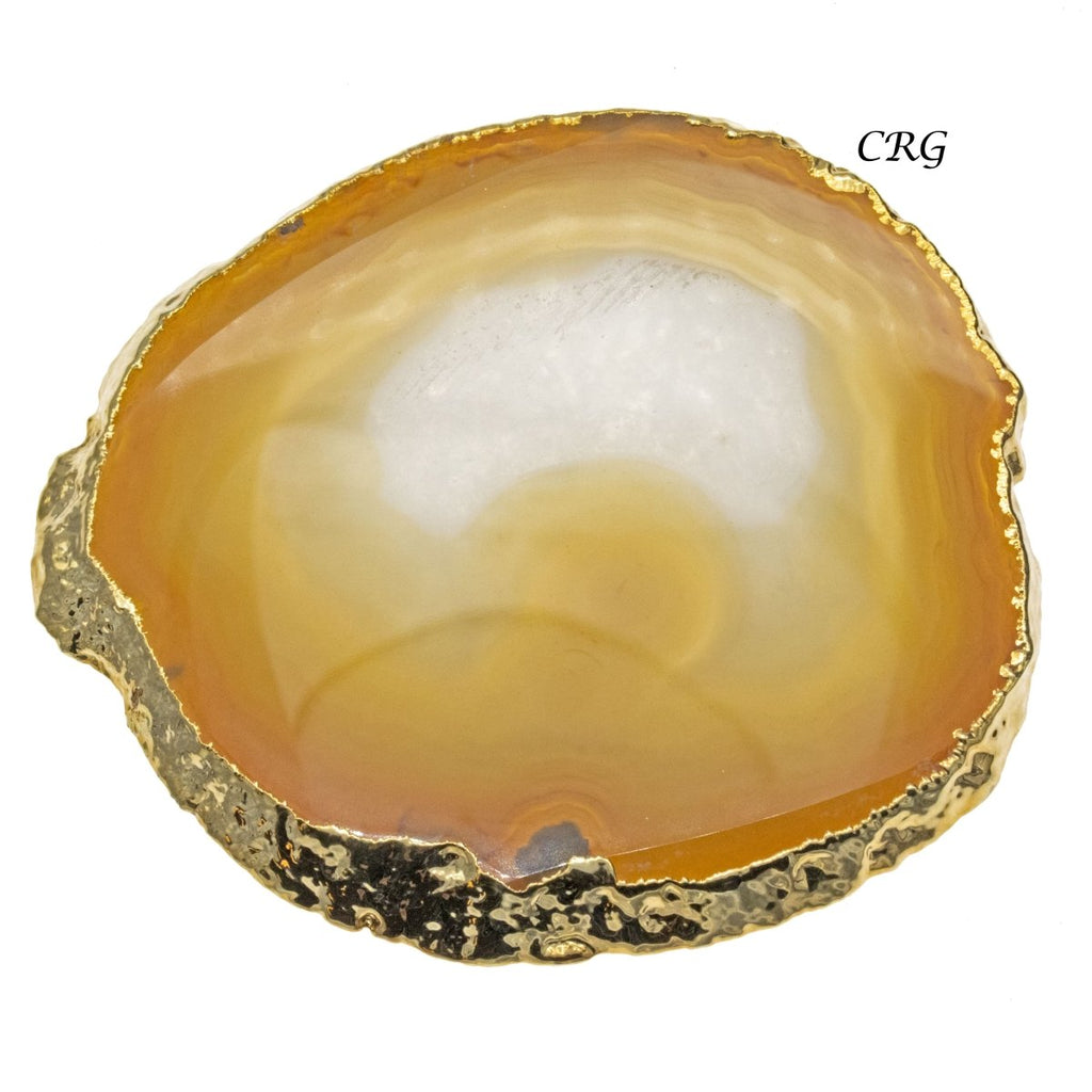 QTY 1 - Gold Plated NATURAL Agate Slice / #2 / 2.75-3"
